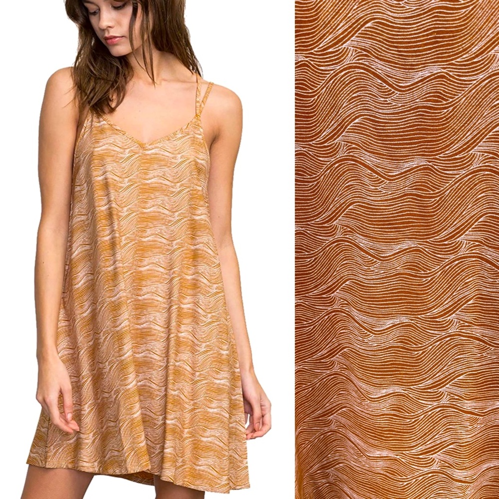 RVCA Naveena v-neck strappy Dress orange pumpkin spice small